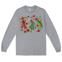 Heather Grey mexican skeletons Long Sleeve Tee - Zillion Design Studio