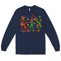 Navy mexican skeletons Long Sleeve Tee - Zillion Design Studio