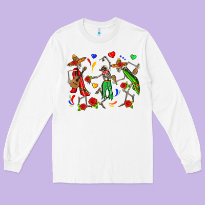 Mexican Skeletons Long Sleeve Tee Designed By Zillion Design Studio