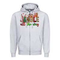 Heather Grey jingle all the way Zipper Hoodie - FaDigitalArtStudio