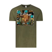 Vintage Olive western cow Vintage Tee - RanaPortraitStore