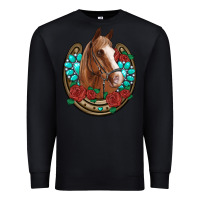 Black western horseshoe horse roses gemstone Premium Sweatshirt - Artiststas
