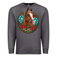 Charcoal Heather western horseshoe horse roses gemstone Premium Sweatshirt - Artiststas