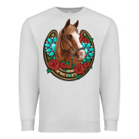 Dove Grey western horseshoe horse roses gemstone Premium Sweatshirt - Artiststas