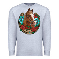 Heather Grey western horseshoe horse roses gemstone Premium Sweatshirt - Artiststas