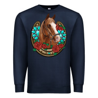 Navy western horseshoe horse roses gemstone Premium Sweatshirt - Artiststas