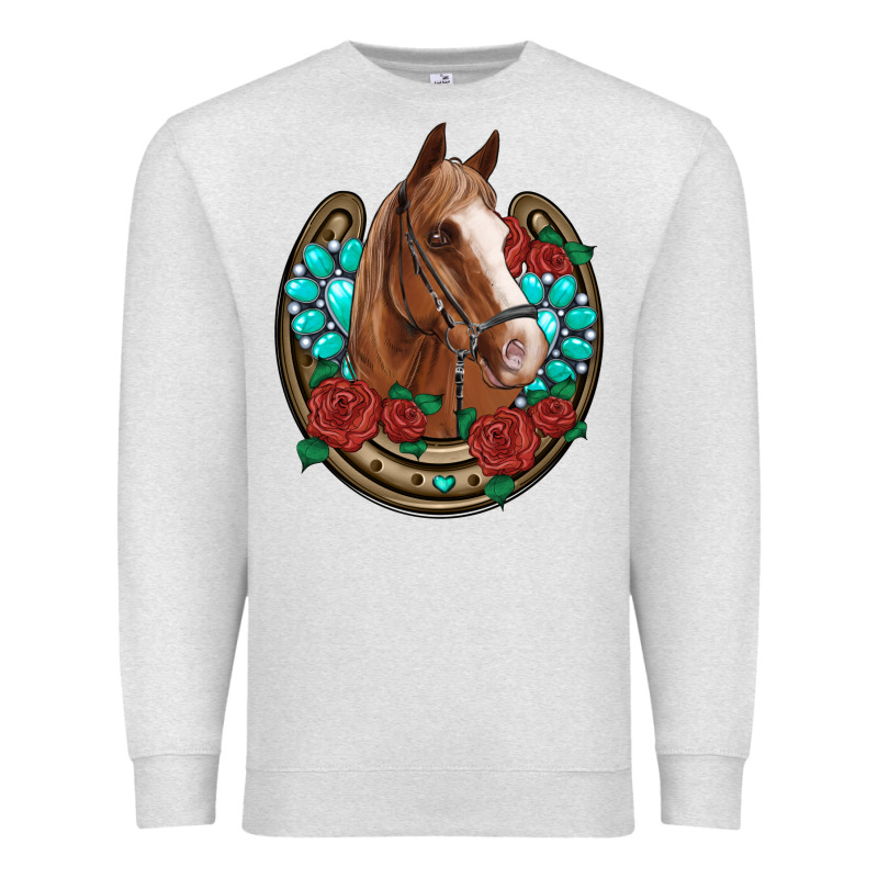 Western Horseshoe Horse Roses Gemstone Premium Sweatshirt by Artiststas | Teevron