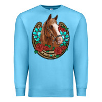 Ocean Blue western horseshoe horse roses gemstone Premium Sweatshirt - Artiststas