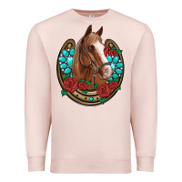 Pale Pink western horseshoe horse roses gemstone Premium Sweatshirt - Artiststas