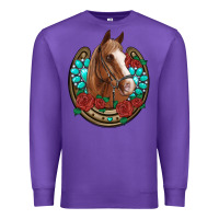 Purple western horseshoe horse roses gemstone Premium Sweatshirt - Artiststas