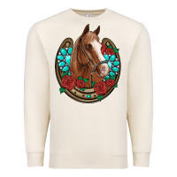 Sandshell western horseshoe horse roses gemstone Premium Sweatshirt - Artiststas