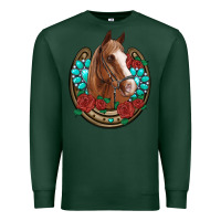 Sports Green western horseshoe horse roses gemstone Premium Sweatshirt - Artiststas