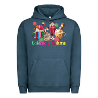 Pigment Midnight Navy cafecito y chisme coffee cups Urban Hoodie - MaliasSmallBusiness