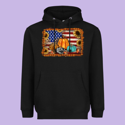 American Flag Fall Backgraund Heavyweight Hoodie Designed By Jahusdesignshop