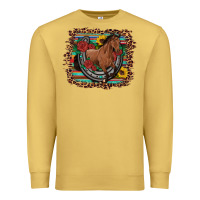 Antique Gold western horse horseshoe roses sunflowers serape leopard Premium Sweatshirt - Artiststas