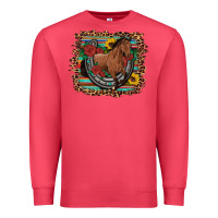 Cardinal western horse horseshoe roses sunflowers serape leopard Premium Sweatshirt - Artiststas