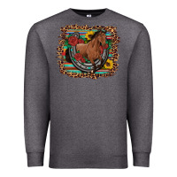 Charcoal Heather western horse horseshoe roses sunflowers serape leopard Premium Sweatshirt - Artiststas