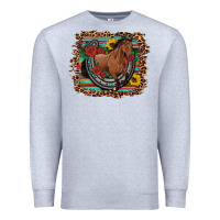 Heather Grey western horse horseshoe roses sunflowers serape leopard Premium Sweatshirt - Artiststas