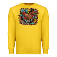 Lemon western horse horseshoe roses sunflowers serape leopard Premium Sweatshirt - Artiststas