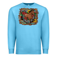 Ocean Blue western horse horseshoe roses sunflowers serape leopard Premium Sweatshirt - Artiststas