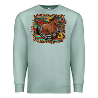 Western Horse Horseshoe Roses Sunflowers Serape Leopard Premium Sweatshirt | Teevron