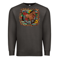Smoke western horse horseshoe roses sunflowers serape leopard Premium Sweatshirt - Artiststas