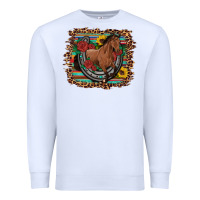 White western horse horseshoe roses sunflowers serape leopard Premium Sweatshirt - Artiststas