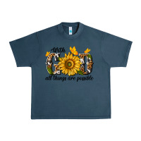 Midnight Navy with god all things are possible Urban Heavy Tee - texasbilliewilder