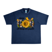 Navy with god all things are possible Urban Heavy Tee - texasbilliewilder
