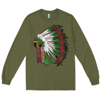 Army Green christmas indian feather headdress Long Sleeve Tee - RanaPortraitStore