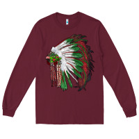 Burgundy christmas indian feather headdress Long Sleeve Tee - RanaPortraitStore