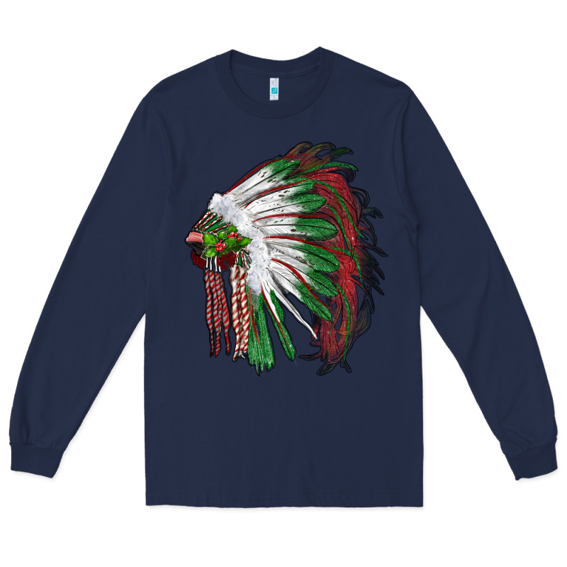 Christmas Indian Feather Headdress Long Sleeve Tee by RanaPortraitStore | Teevron