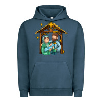 Pigment Midnight Navy jesus newborn oh holy night Urban Hoodie - MaliasSmallBusiness