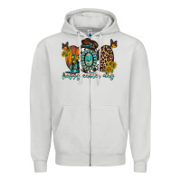 Dove Grey happy easter egg western Zipper Hoodie - RacoonDesign