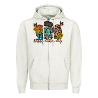 Oatmeal Heather happy easter egg western Zipper Hoodie - RacoonDesign