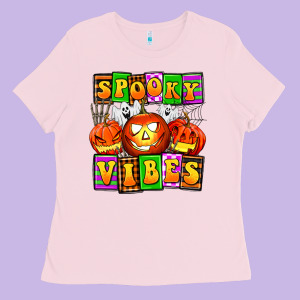 Spooky Vibes Ladies Tee Designed By Adodesignshop