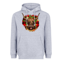 Heather Grey highland cow  christmas Heavyweight Hoodie - JahusDesignShop