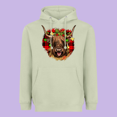 Highland Cow  Christmas Heavyweight Hoodie Designed By Jahusdesignshop