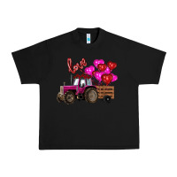 Valentine's Day Pink Tractor With Pin Heart Balloons Urban Heavy Tee | Teevron