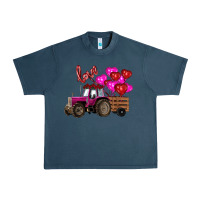 Midnight Navy Valentine's day pink tractor with pin heart balloons Urban Heavy Tee - RanaPortraitStore