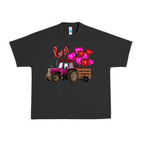 Pigment Black Valentine's day pink tractor with pin heart balloons Urban Heavy Tee - RanaPortraitStore