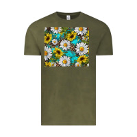 Vintage Olive western daisy and sunflower Vintage Tee - RanaPortraitStore