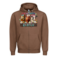 Chestnut happy easter heifer Zipper Hoodie - RacoonDesign