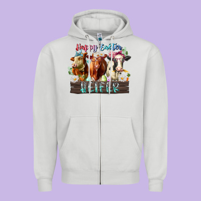 Happy Easter Heifer Zipper Hoodie Designed By Racoondesign