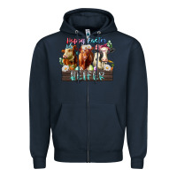Navy happy easter heifer Zipper Hoodie - RacoonDesign
