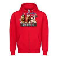 Red happy easter heifer Zipper Hoodie - RacoonDesign