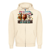 Sandshell happy easter heifer Zipper Hoodie - RacoonDesign