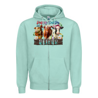 Seafoam happy easter heifer Zipper Hoodie - RacoonDesign