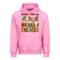 Fuchsia Pink chillin with my gnomies Urban Hoodie - MaliasSmallBusiness