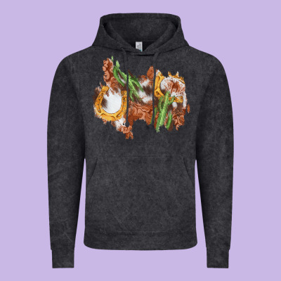 Horseshoe Cowhide Cactus Patch Vintage Hoodie Designed By Adodesignshop
